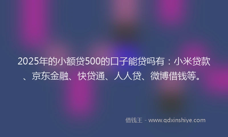 2025年的小额贷500的口子能贷吗有：小米贷款、京东金融、快贷通、人人贷、微博借钱等。