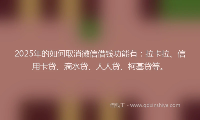 2025年的如何取消微信借钱功能有：拉卡拉、信用卡贷、滴水贷、人人贷、柯基贷等。