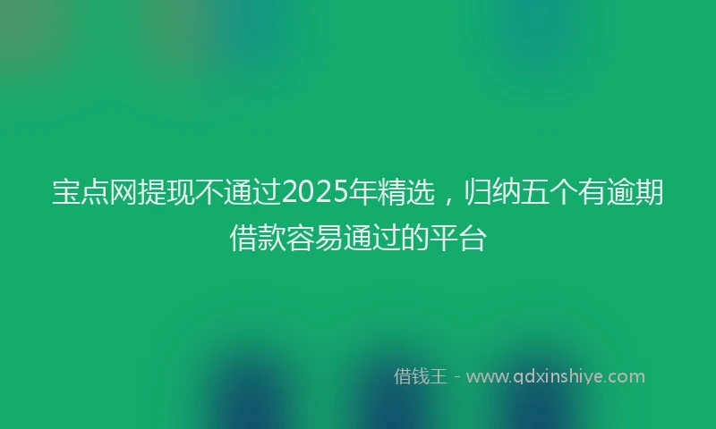 宝点网提现不通过2025年精选，归纳五个有逾期借款容易通过的平台
