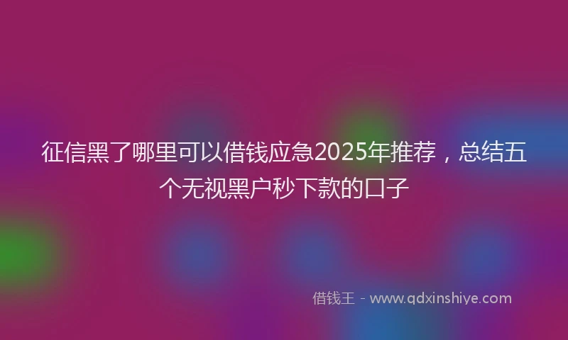 征信黑了哪里可以借钱应急2025年推荐，总结五个无视黑户秒下款的口子