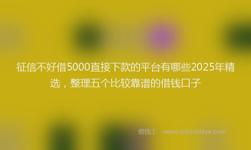 征信不好借5000直接下款的平台有哪些2025年精选，整理五个比较靠谱的借钱口子