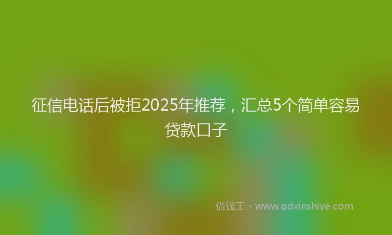 征信电话后被拒2025年推荐，汇总5个简单容易贷款口子