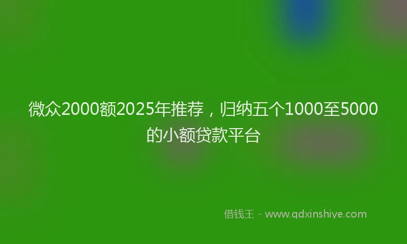 微众2000额2025年推荐，归纳五个1000至5000的小额贷款平台
