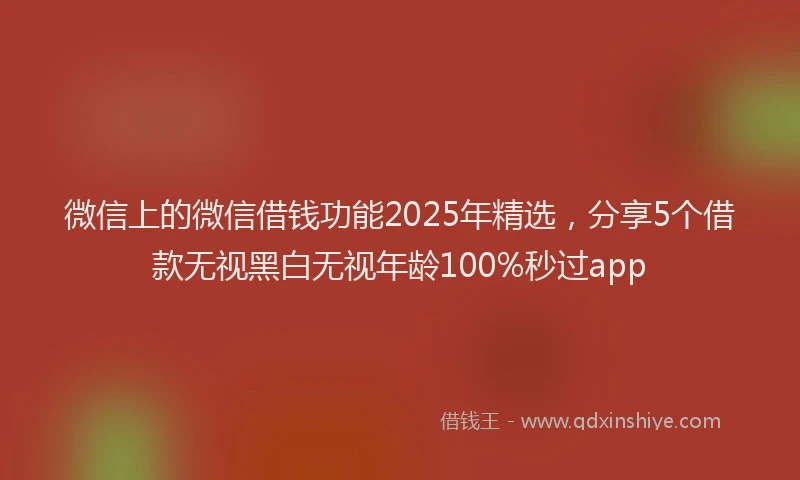 微信上的微信借钱功能2025年精选，分享5个借款无视黑白无视年龄100%秒过app