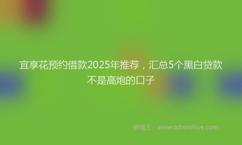 宜享花预约借款2025年推荐，汇总5个黑白贷款不是高炮的口子