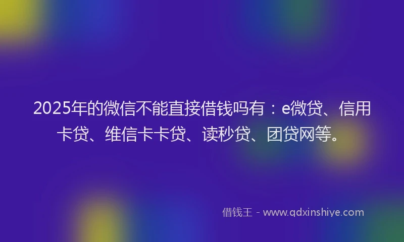 2025年的微信不能直接借钱吗有：e微贷、信用卡贷、维信卡卡贷、读秒贷、团贷网等。