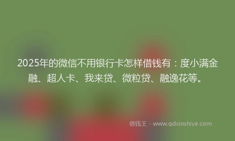 2025年的微信不用银行卡怎样借钱有：度小满金融、超人卡、我来贷、微粒贷、融逸花等。