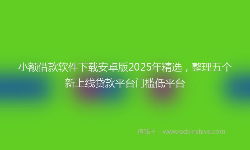 小额借款软件下载安卓版2025年精选，整理五个新上线贷款平台门槛低平台
