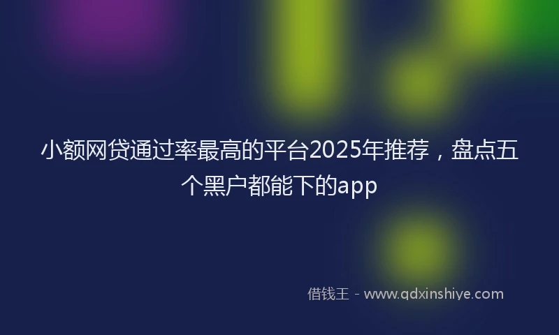 小额网贷通过率最高的平台2025年推荐，盘点五个黑户都能下的app