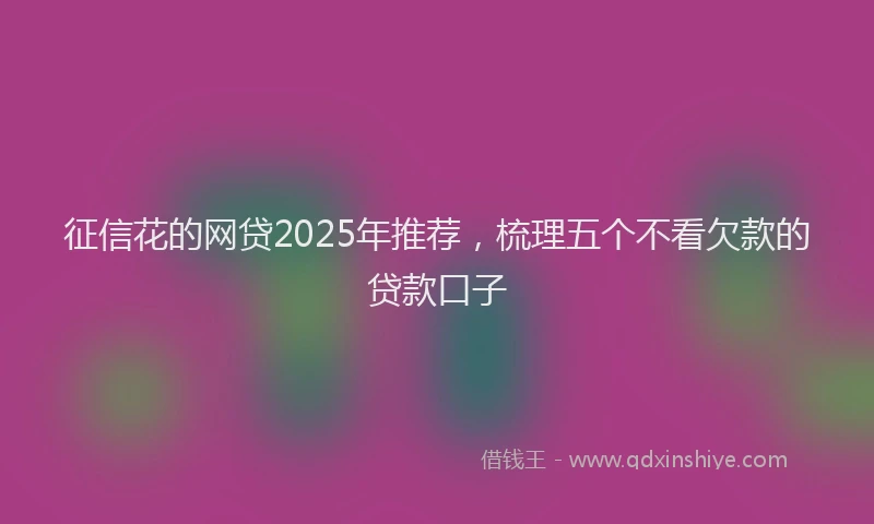 征信花的网贷2025年推荐，梳理五个不看欠款的贷款口子