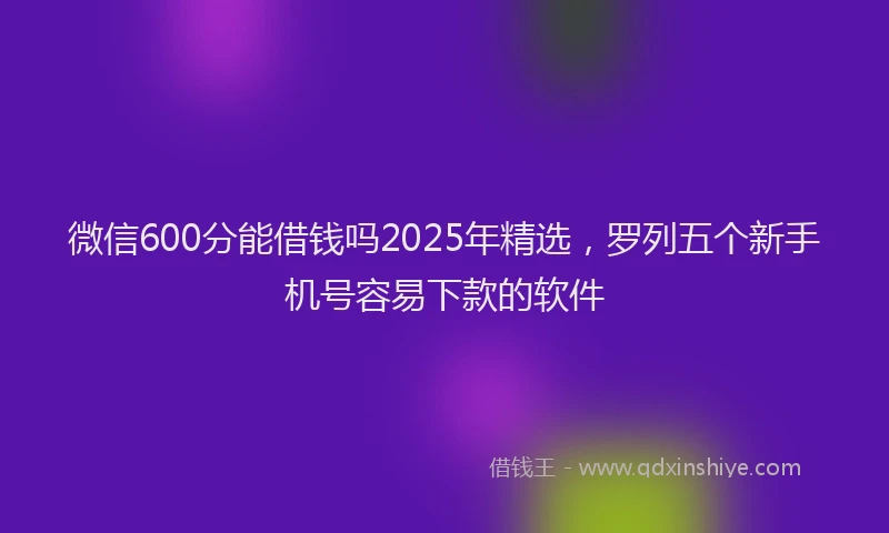 微信600分能借钱吗2025年精选，罗列五个新手机号容易下款的软件
