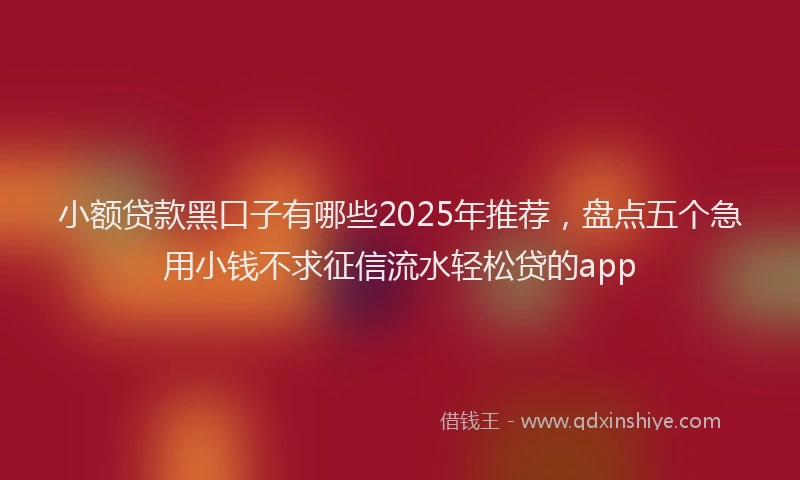 小额贷款黑口子有哪些2025年推荐，盘点五个急用小钱不求征信流水轻松贷的app