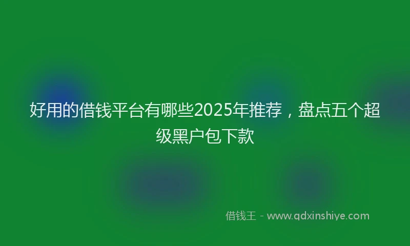 好用的借钱平台有哪些2025年推荐，盘点五个超级黑户包下款