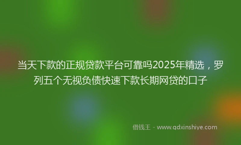当天下款的正规贷款平台可靠吗2025年精选，罗列五个无视负债快速下款长期网贷的口子