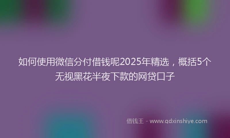 如何使用微信分付借钱呢2025年精选，概括5个无视黑花半夜下款的网贷口子