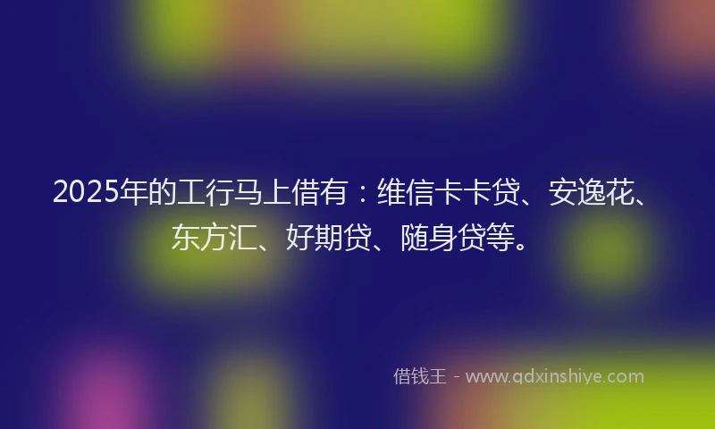 2025年的工行马上借有：维信卡卡贷、安逸花、东方汇、好期贷、随身贷等。