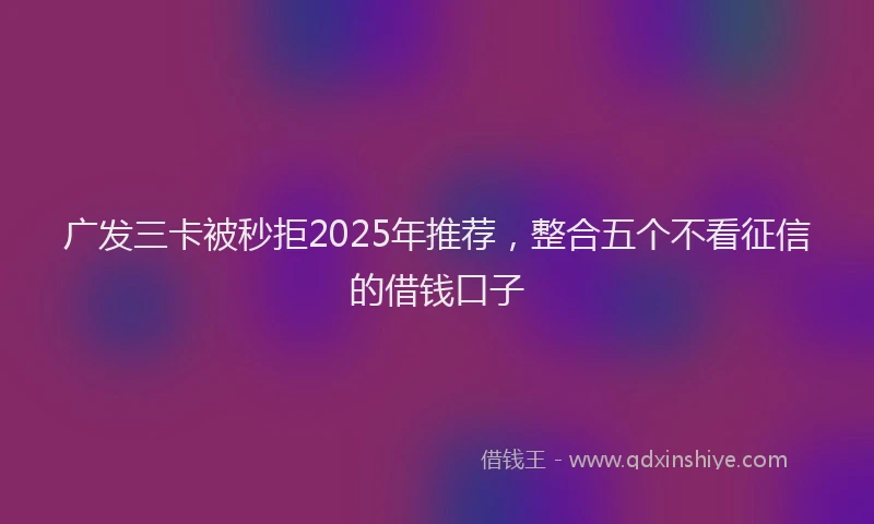 广发三卡被秒拒2025年推荐，整合五个不看征信的借钱口子