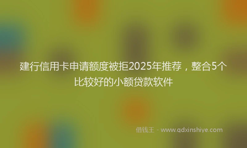 建行信用卡申请额度被拒2025年推荐，整合5个比较好的小额贷款软件
