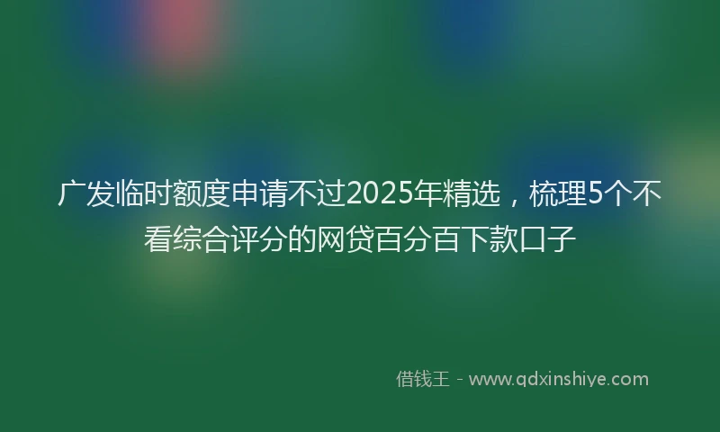 广发临时额度申请不过2025年精选，梳理5个不看综合评分的网贷百分百下款口子