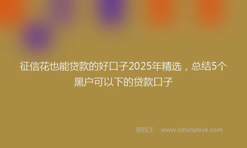 征信花也能贷款的好口子2025年精选，总结5个黑户可以下的贷款口子