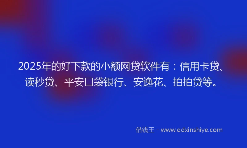 2025年的好下款的小额网贷软件有：信用卡贷、读秒贷、平安口袋银行、安逸花、拍拍贷等。