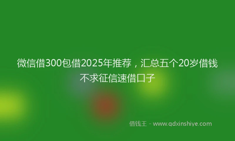微信借300包借2025年推荐，汇总五个20岁借钱不求征信速借口子