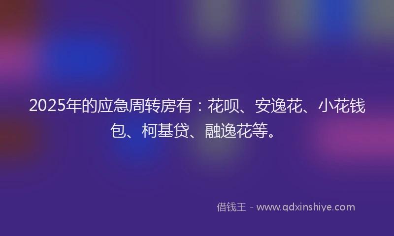 2025年的应急周转房有：花呗、安逸花、小花钱包、柯基贷、融逸花等。