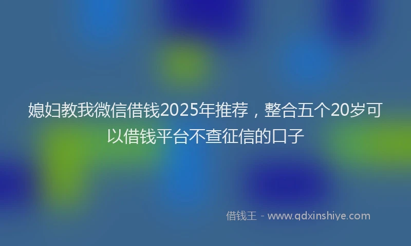 媳妇教我微信借钱2025年推荐，整合五个20岁可以借钱平台不查征信的口子