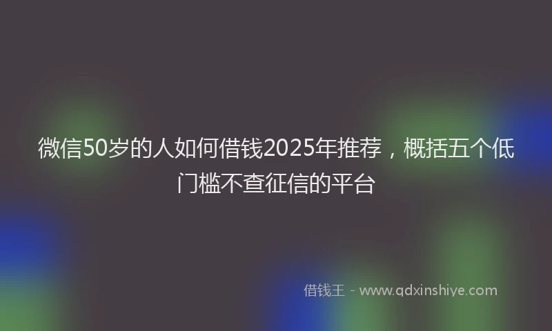 微信50岁的人如何借钱2025年推荐，概括五个低门槛不查征信的平台