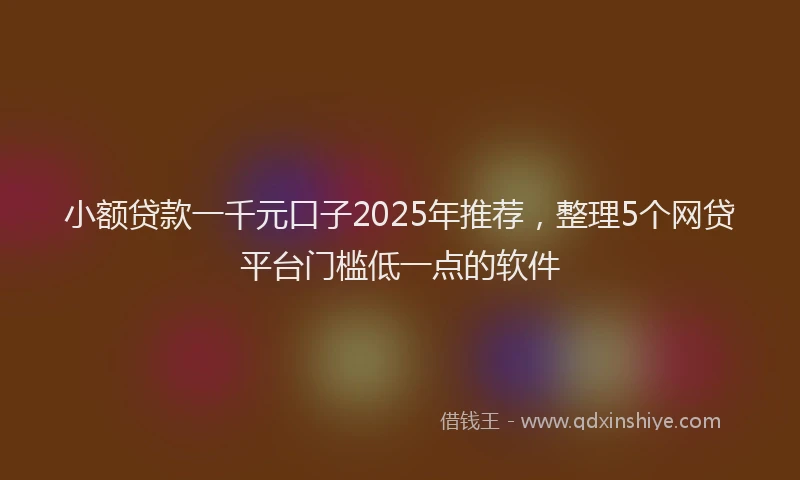 小额贷款一千元口子2025年推荐，整理5个网贷平台门槛低一点的软件