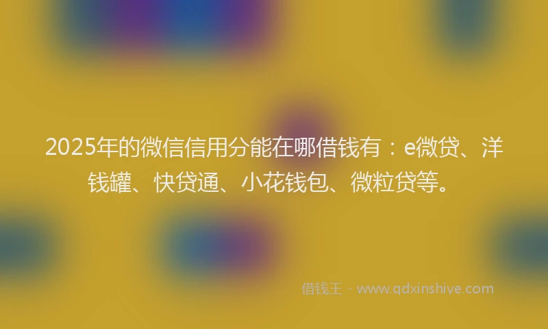 2025年的微信信用分能在哪借钱有：e微贷、洋钱罐、快贷通、小花钱包、微粒贷等。