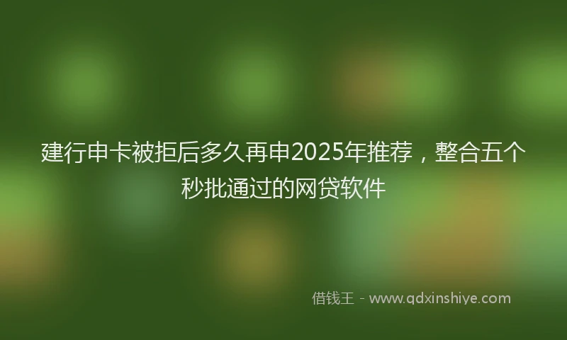 建行申卡被拒后多久再申2025年推荐，整合五个秒批通过的网贷软件