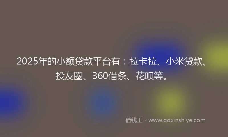 2025年的小额贷款平台有：拉卡拉、小米贷款、投友圈、360借条、花呗等。