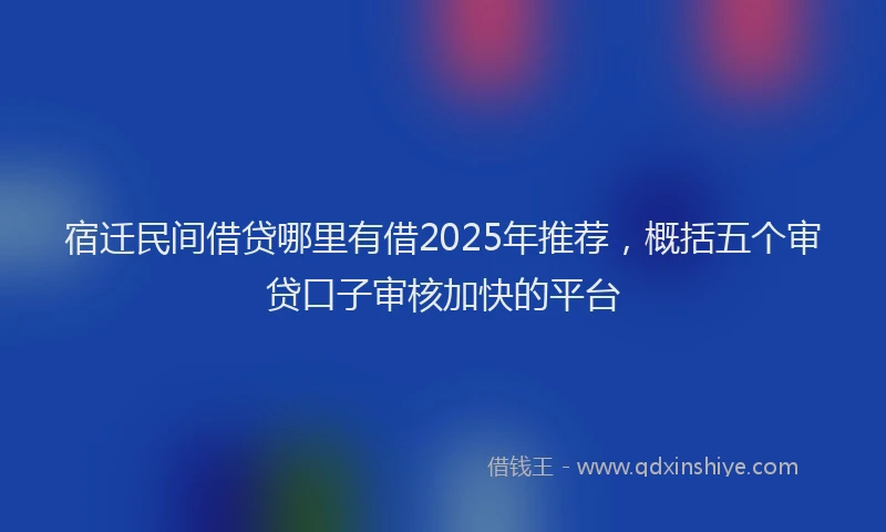 宿迁民间借贷哪里有借2025年推荐，概括五个审贷口子审核加快的平台