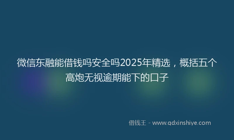 微信东融能借钱吗安全吗2025年精选，概括五个高炮无视逾期能下的口子