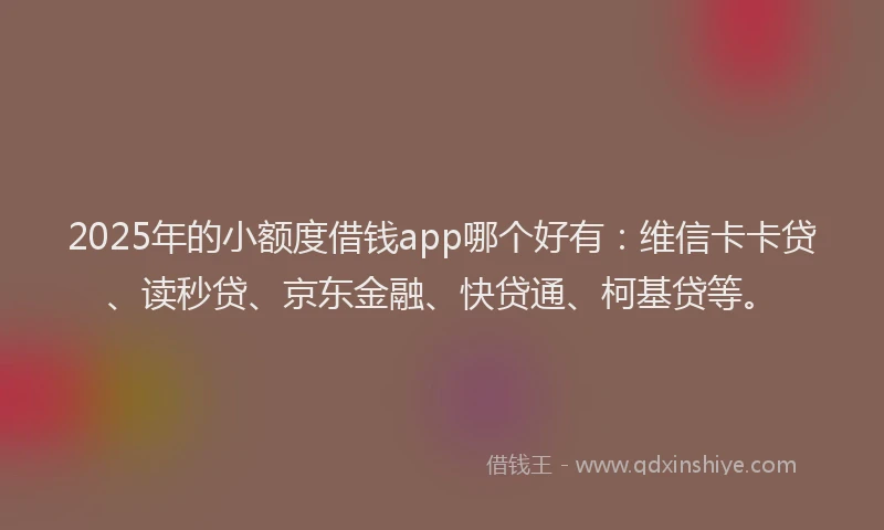 2025年的小额度借钱app哪个好有：维信卡卡贷、读秒贷、京东金融、快贷通、柯基贷等。
