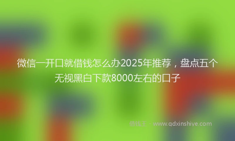 微信一开口就借钱怎么办2025年推荐，盘点五个无视黑白下款8000左右的口子