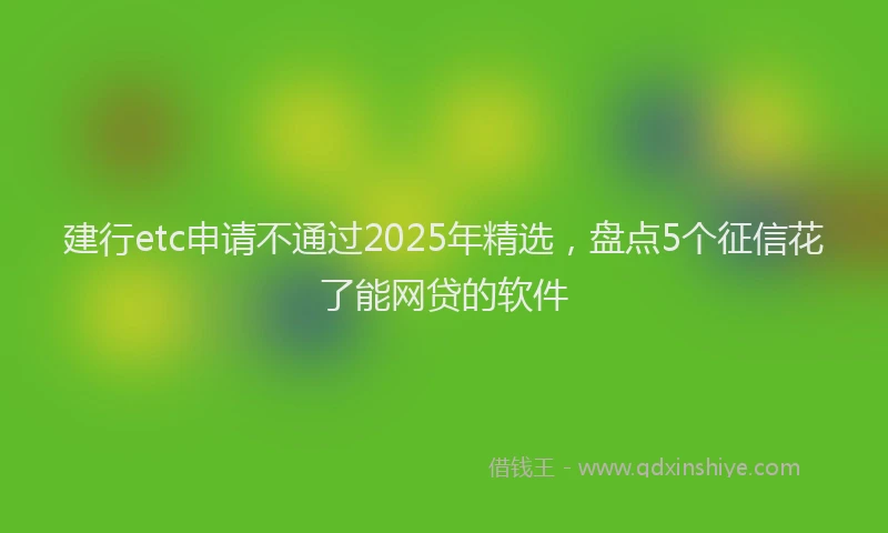 建行etc申请不通过2025年精选，盘点5个征信花了能网贷的软件