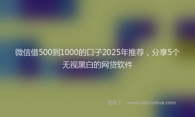 微信借500到1000的口子2025年推荐，分享5个无视黑白的网贷软件