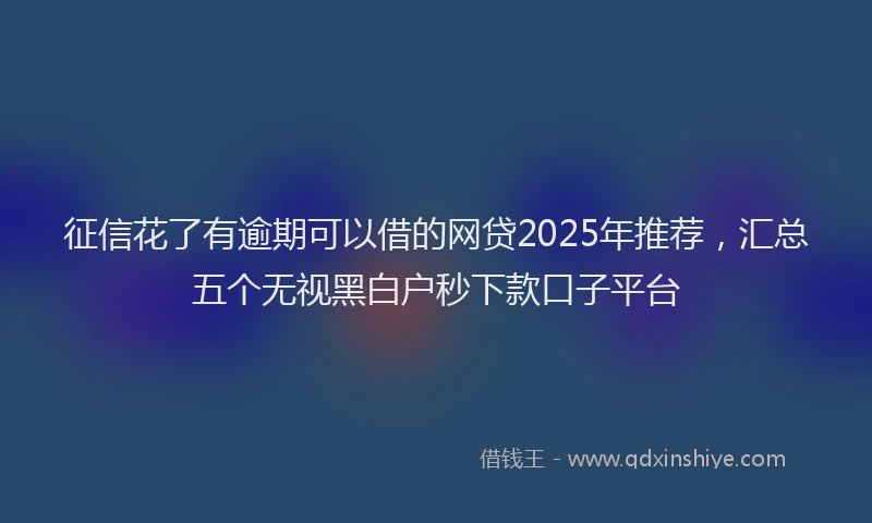 征信花了有逾期可以借的网贷2025年推荐，汇总五个无视黑白户秒下款口子平台