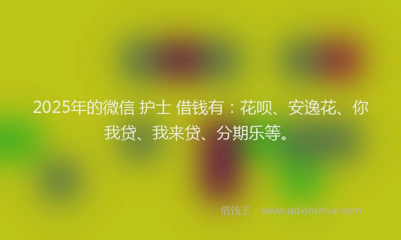 2025年的微信 护士 借钱有：花呗、安逸花、你我贷、我来贷、分期乐等。