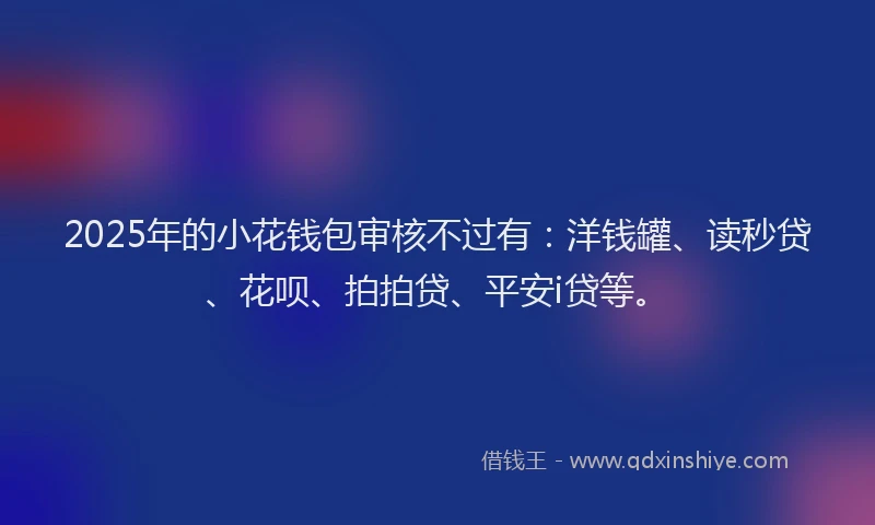 2025年的小花钱包审核不过有：洋钱罐、读秒贷、花呗、拍拍贷、平安i贷等。