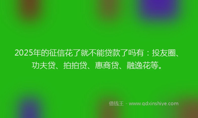2025年的征信花了就不能贷款了吗有：投友圈、功夫贷、拍拍贷、惠商贷、融逸花等。