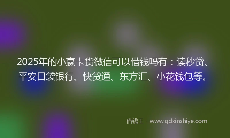 2025年的小赢卡货微信可以借钱吗有：读秒贷、平安口袋银行、快贷通、东方汇、小花钱包等。