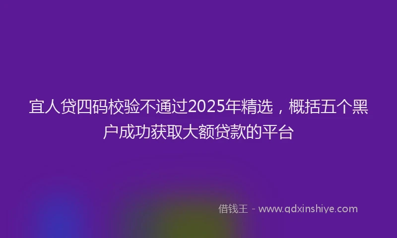 宜人贷四码校验不通过2025年精选，概括五个黑户成功获取大额贷款的平台