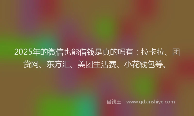 2025年的微信也能借钱是真的吗有：拉卡拉、团贷网、东方汇、美团生活费、小花钱包等。