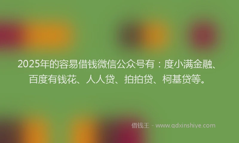 2025年的容易借钱微信公众号有：度小满金融、百度有钱花、人人贷、拍拍贷、柯基贷等。