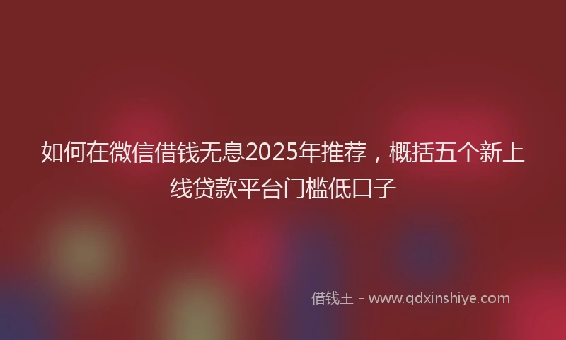 如何在微信借钱无息2025年推荐，概括五个新上线贷款平台门槛低口子