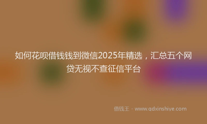 如何花呗借钱钱到微信2025年精选，汇总五个网贷无视不查征信平台