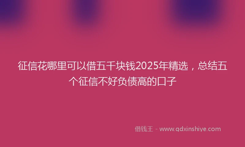 征信花哪里可以借五千块钱2025年精选，总结五个征信不好负债高的口子